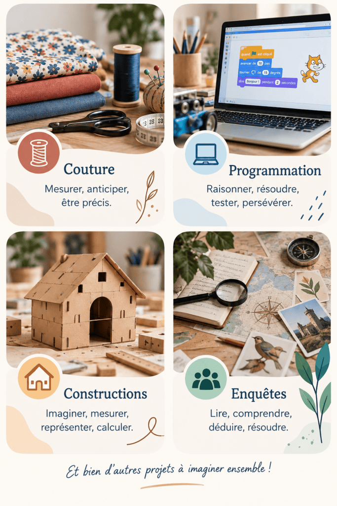 coudre programmer construire cr&eacute;er r&eacute;soudre mesurer anticiper